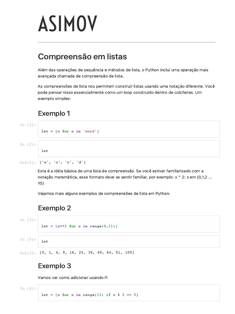 Compreensão de Listas em Python | PDF