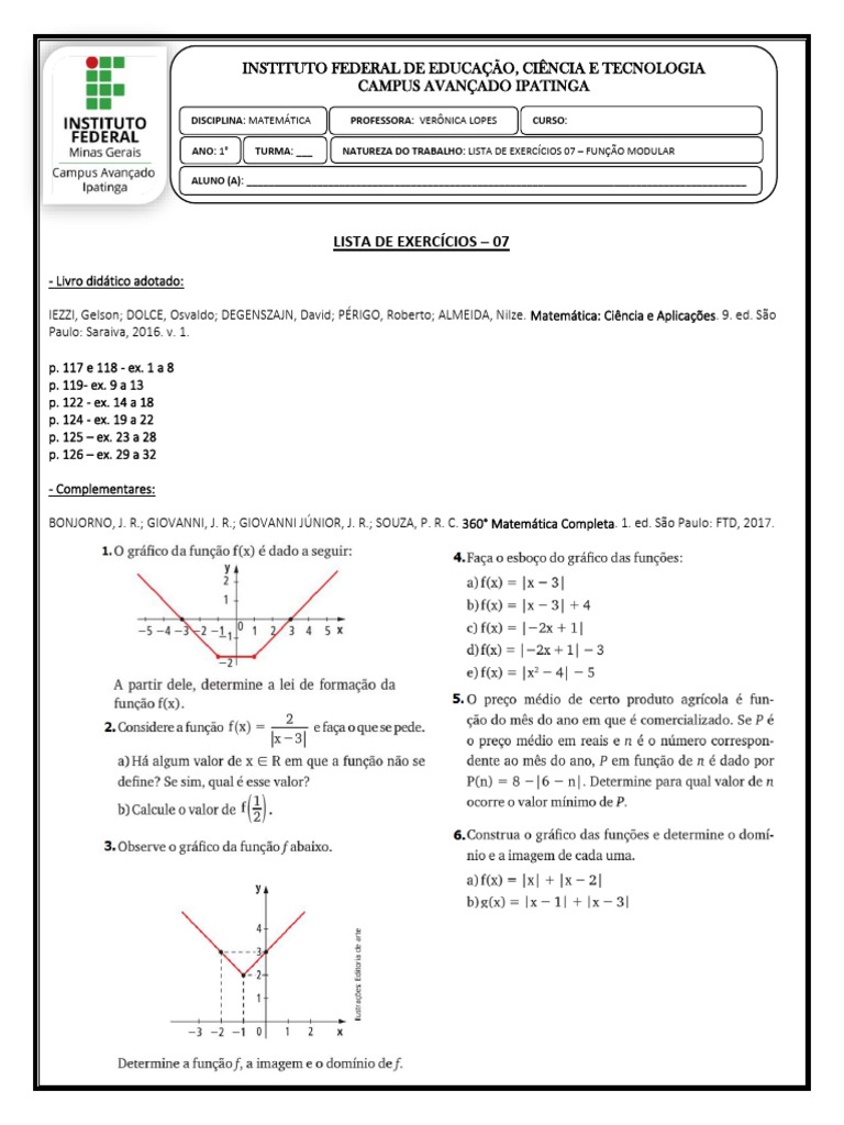 Lista de Exercícios de Função Modular | PDF