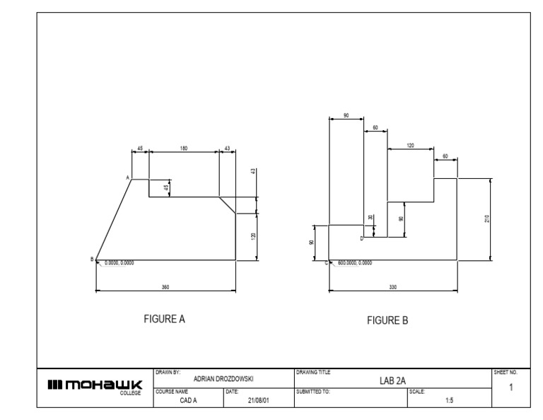 College CAD Drawing Lab 2A | PDF