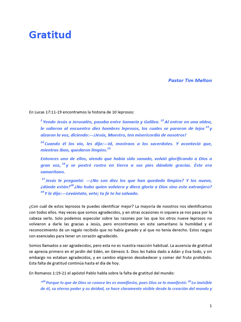 La Importancia de la Gratitud en Cristo | PDF | Cristo (título) | Salvación