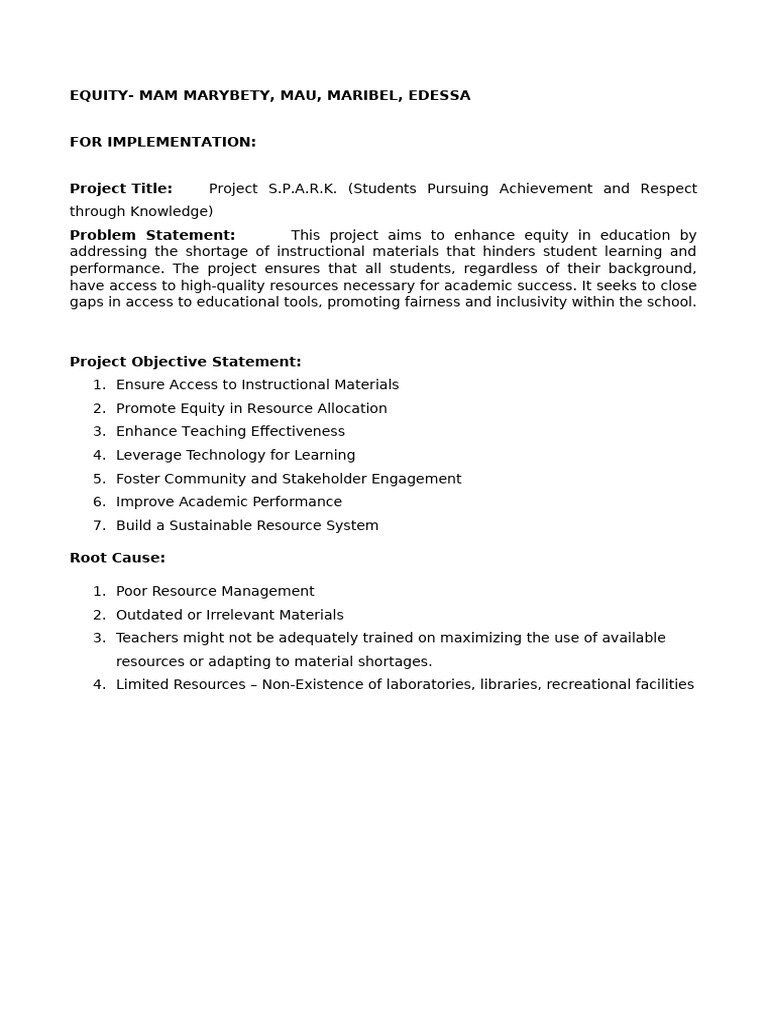 Enhancing Educational Equity Project | PDF | Monitoring And Evaluation