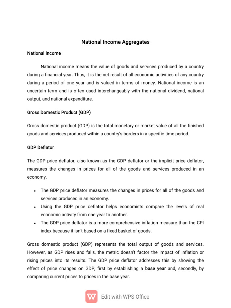Understanding National Income Metrics | PDF | Gross Domestic Product ...