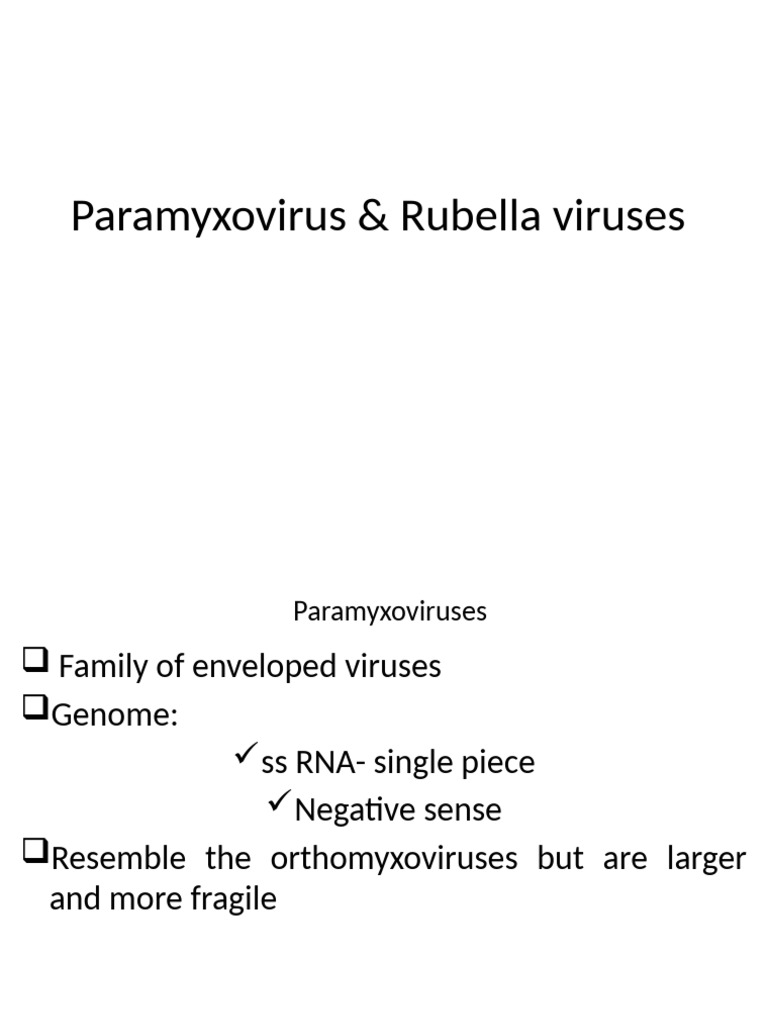 7. Paramyxovirus & Rubella viruses | PDF | Measles | Medical Specialties