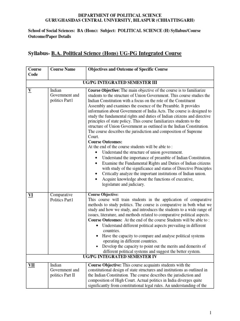 UG Old Syllabus Course Objective and Outcome 12.02.20 | PDF | Feminism ...