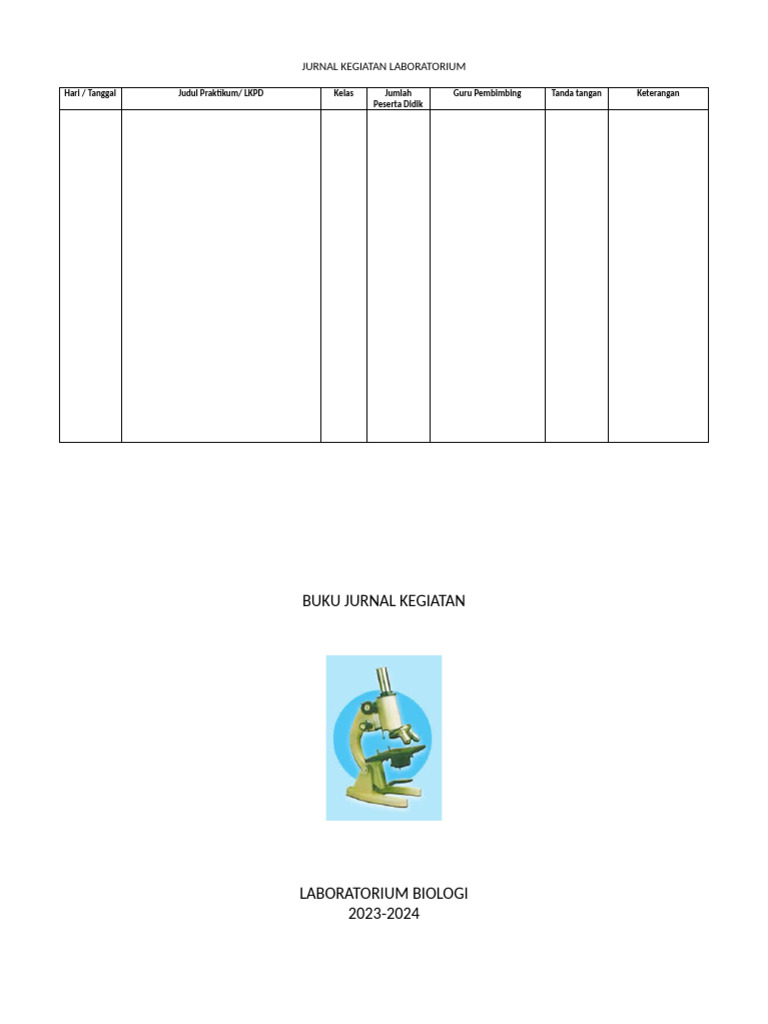 Jurnal Kegiatan Laboratorium 2023-2024 | PDF