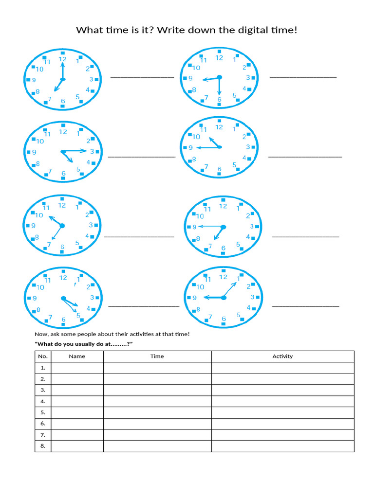 FL A Unit2 Daily Act. Time | PDF