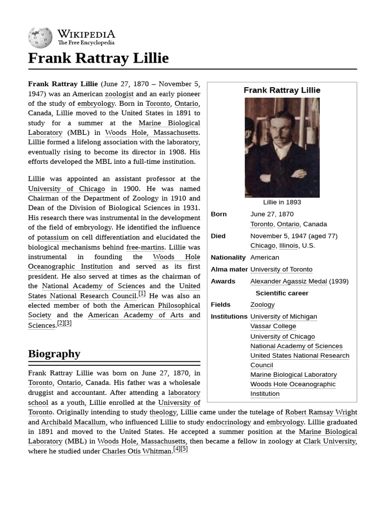 Frank Rattray Lillie | PDF
