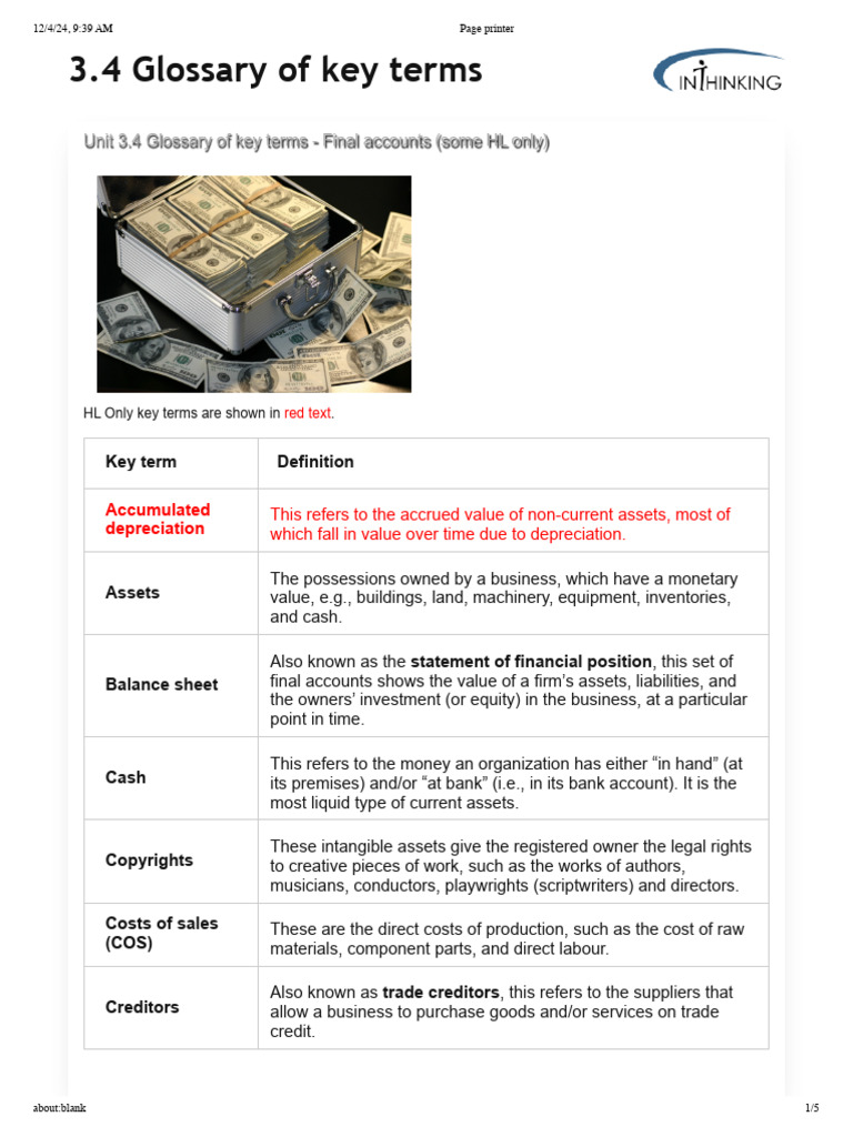 KeyTermsUnit3 4FinallAccounts | PDF | Income Statement | Equity (Finance)