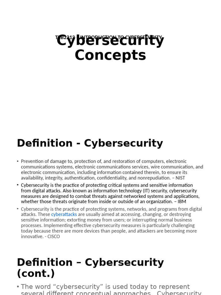 Week 1 - Cybersecurity Concepts | PDF | Security | Computer Security