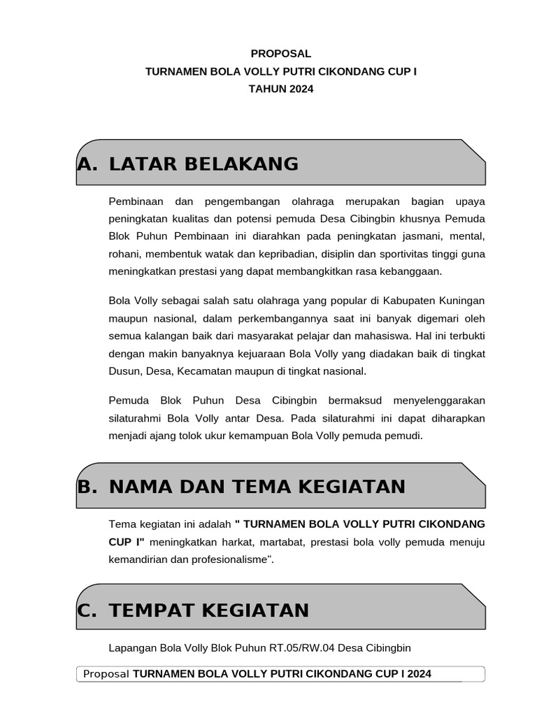 Proposal Bola Voli Blok Puhun | PDF