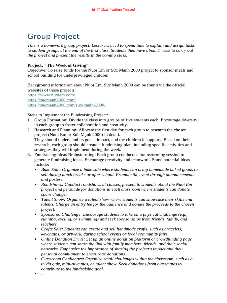 Group Project | PDF | Fundraising | Learning