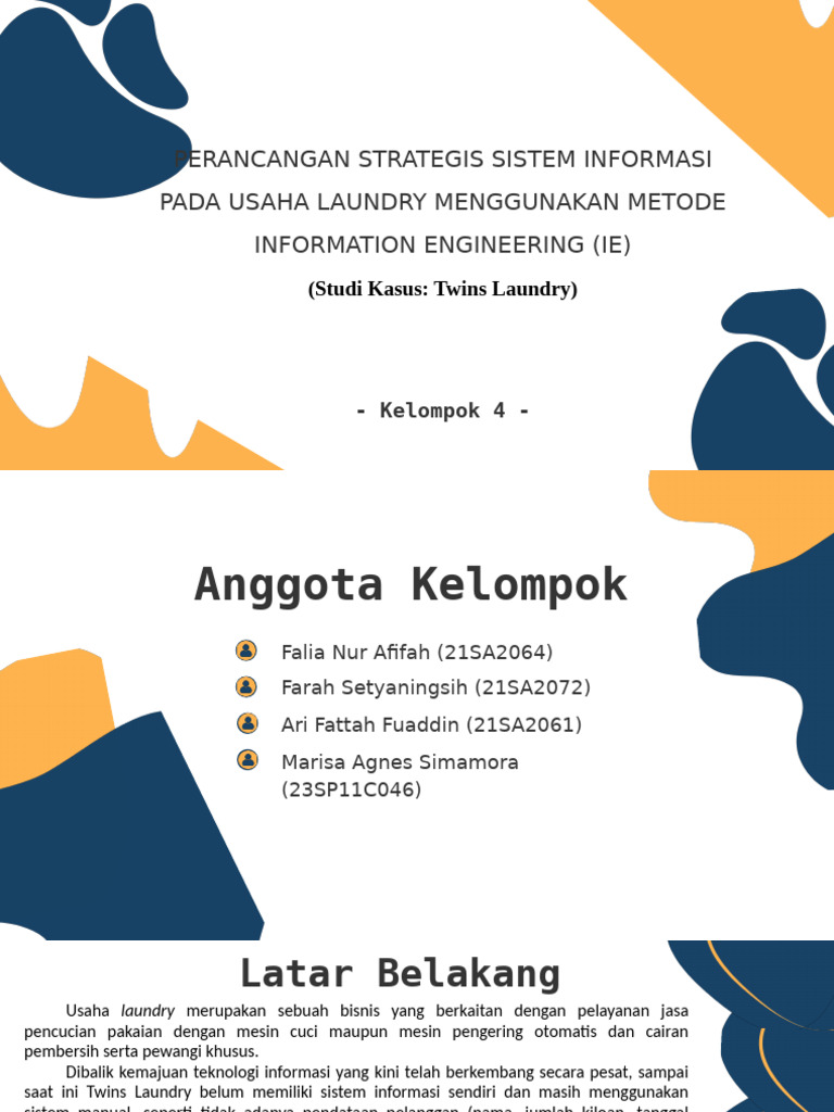 Sistem Informasi Laundry Twins: Rencana IE | PDF