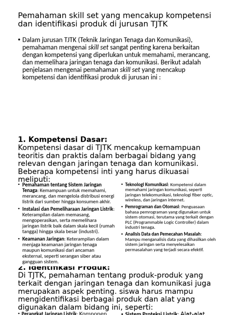 Kompetensi dan Produk di TJTK | PDF