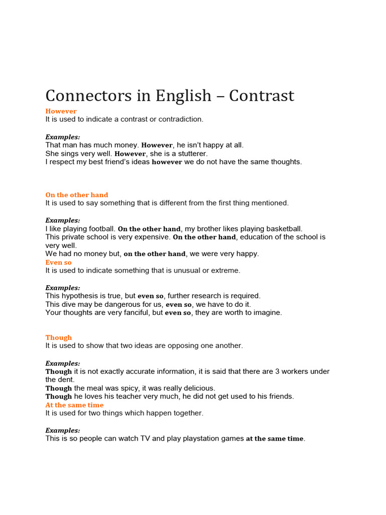 Connectors in English | PDF