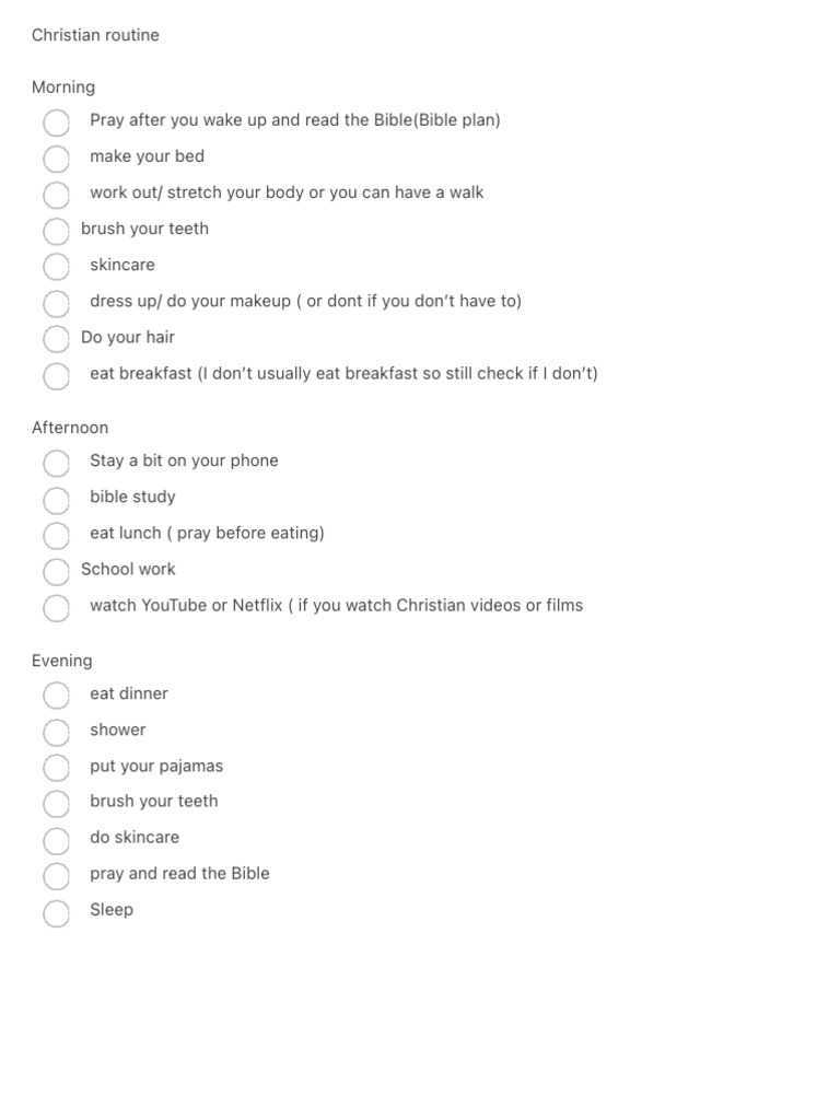 Daily Christian Routine Guide | PDF