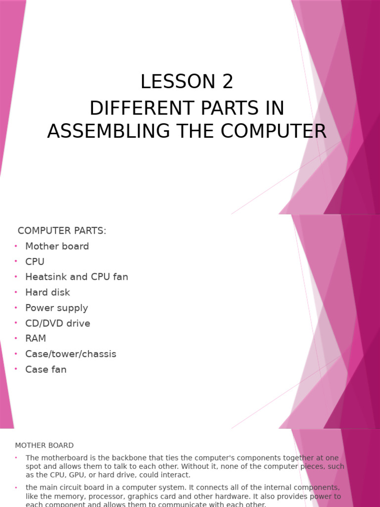 Lesson 2 in Css Parts of Assembling Computer | PDF | Computer Data ...