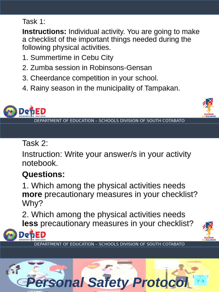 Personal Safety Protocols for Physical Activities | PDF | Safety