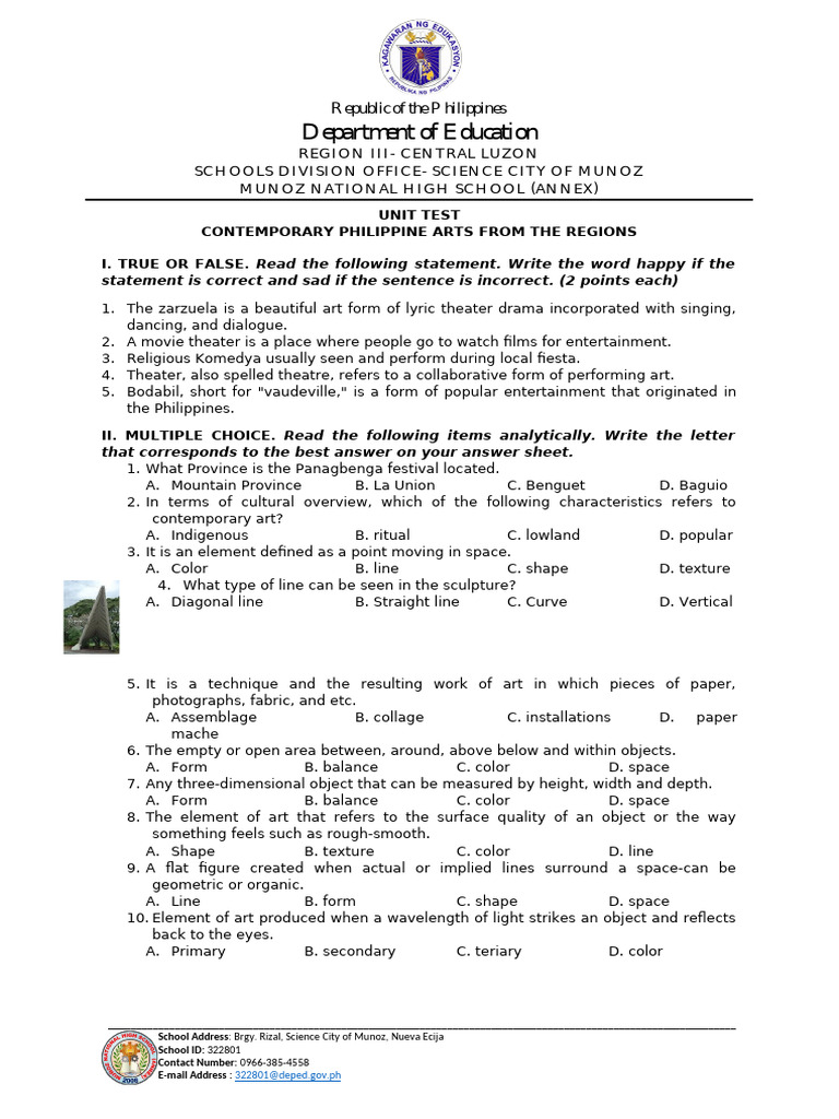 Unit Test Pdf The Arts