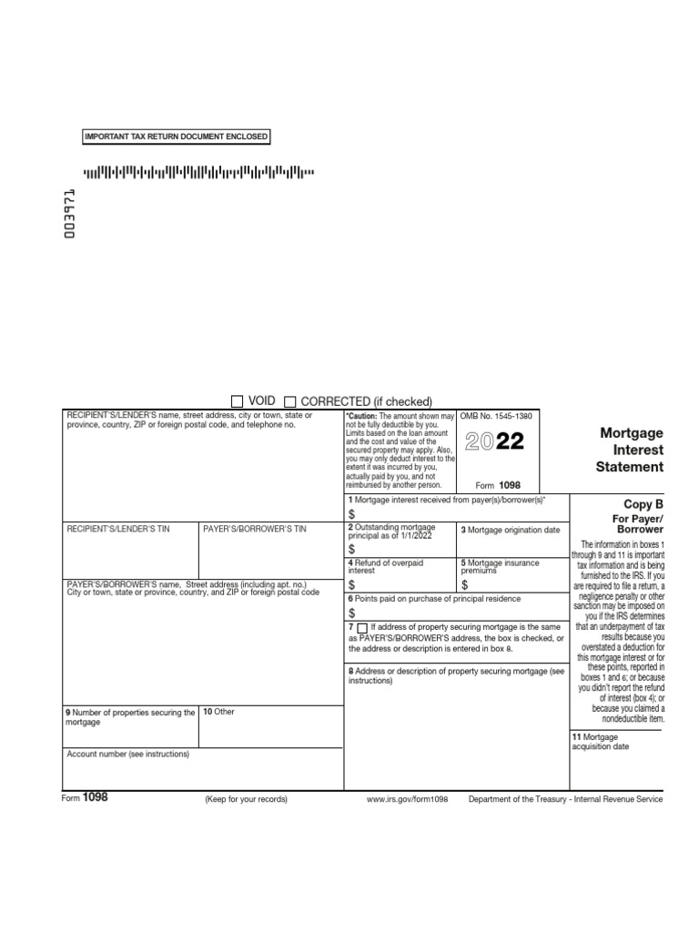 Form 1098 | PDF | Mortgages | Loans