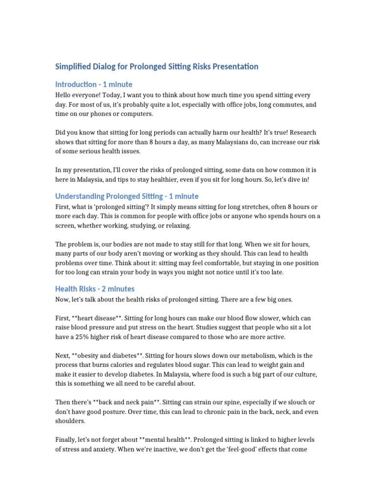 Prolonged Sitting Health Risks | PDF | Cardiovascular Diseases | Obesity