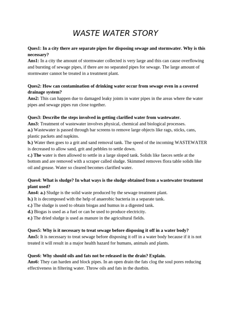 Wastewater Story - Q&a - Vii - 2024 | PDF | Sewage Treatment | Biogas