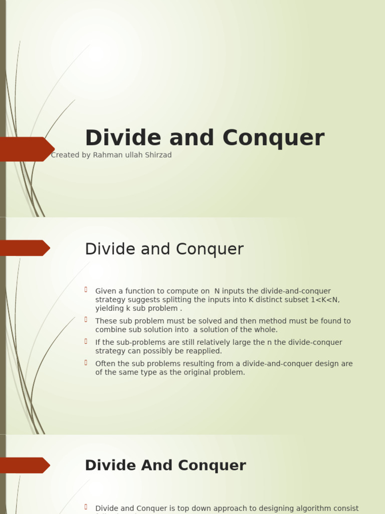 Divide and Conquer Algorithms Explained | PDF | Mathematical Analysis ...