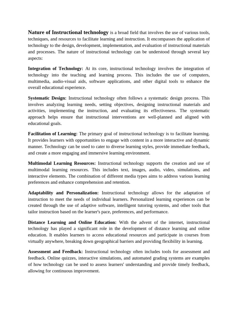 Instructional Technology Overview | PDF | Educational Technology ...