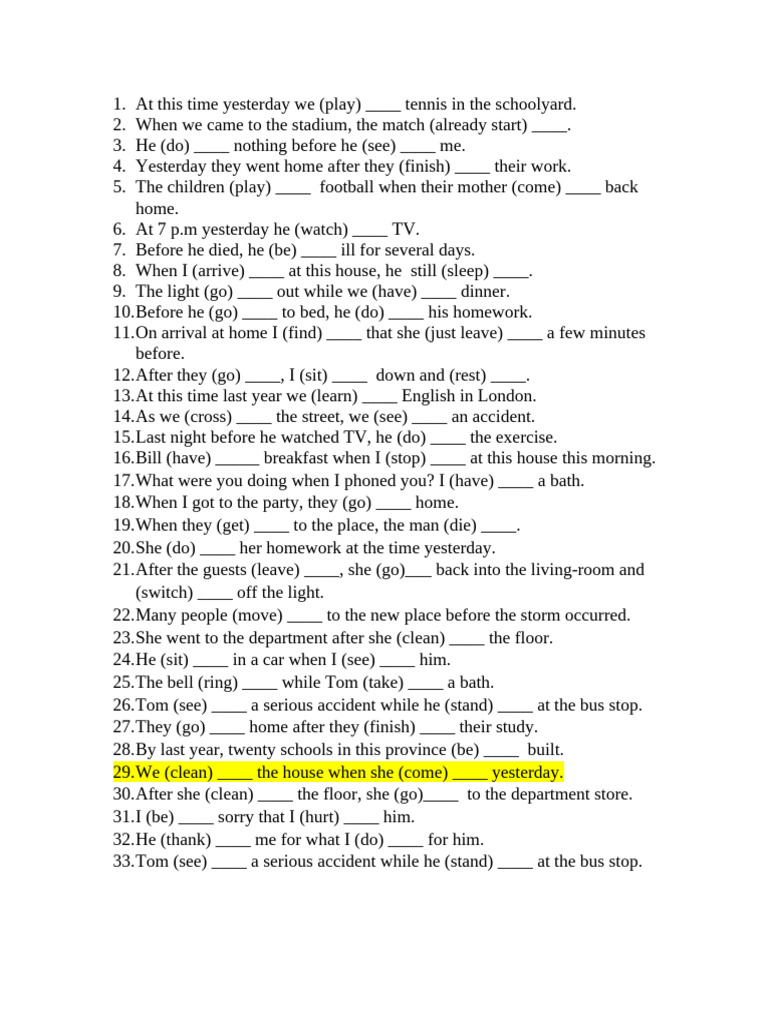 Exercise Past Con+ Past Perfect | PDF
