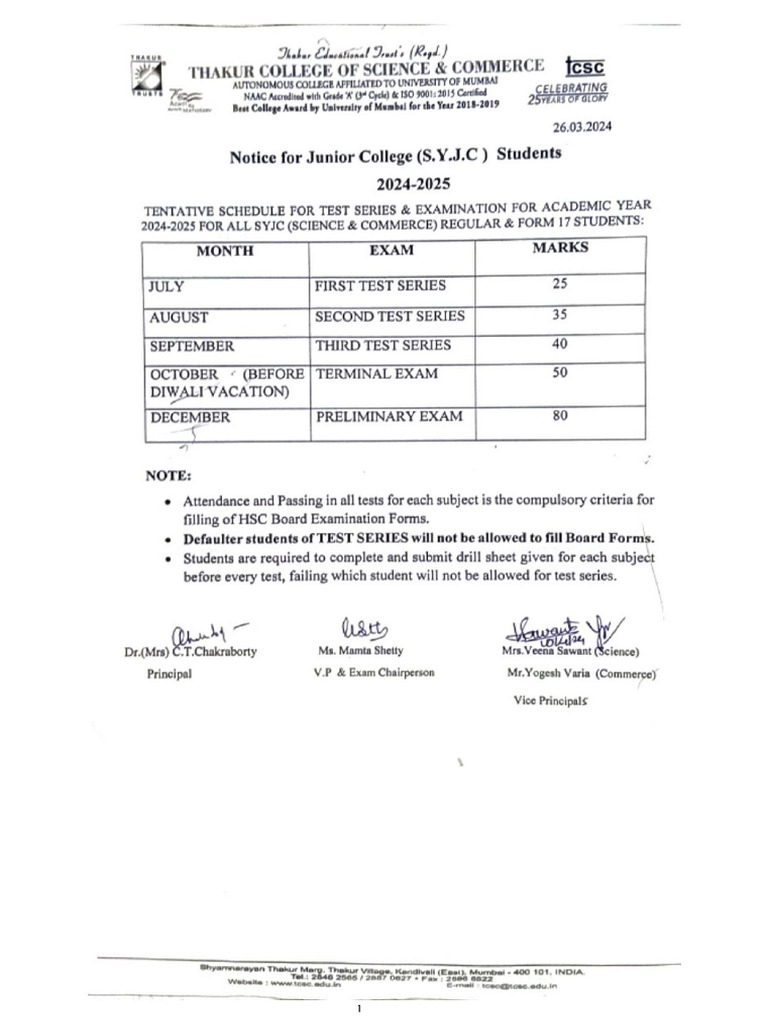 Tentative Schedule 2024-25 | PDF