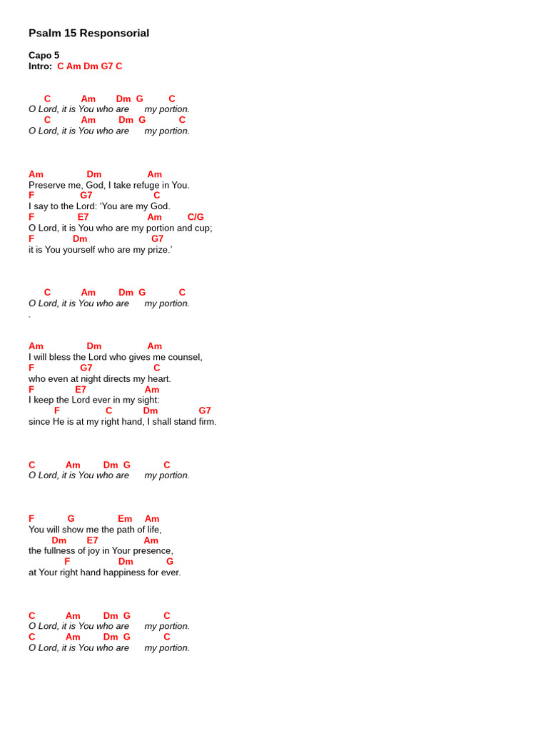 Responsorial Psalm August 15 2024