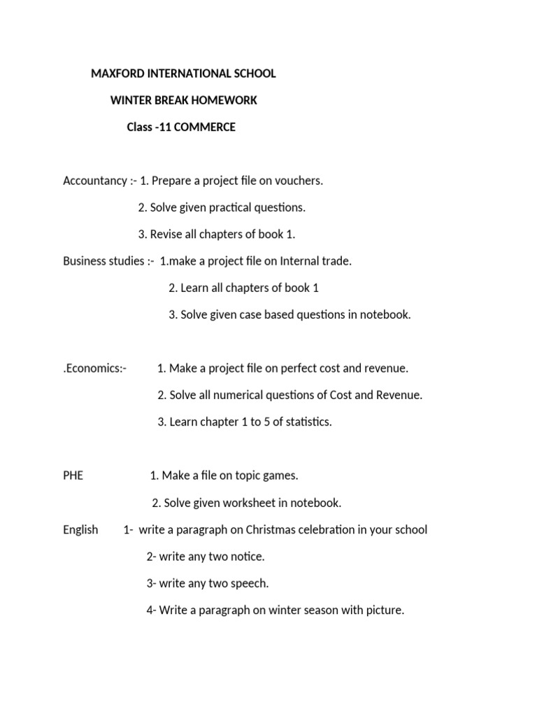 Class 11 Homework | PDF