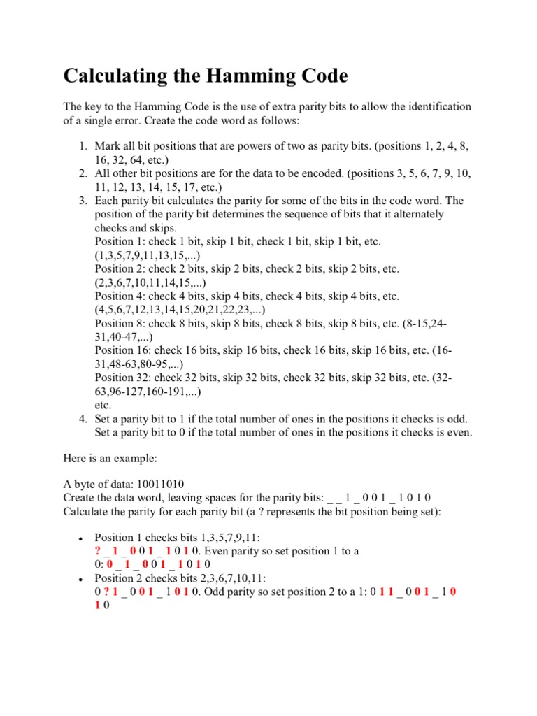 Hamming Code | PDF | Bit | Code