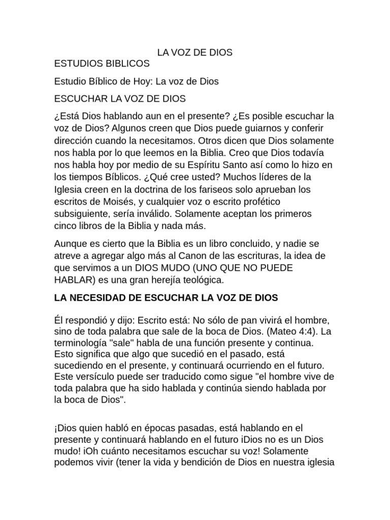 Escuchar la Voz de Dios Hoy | PDF | Biblia | Dios