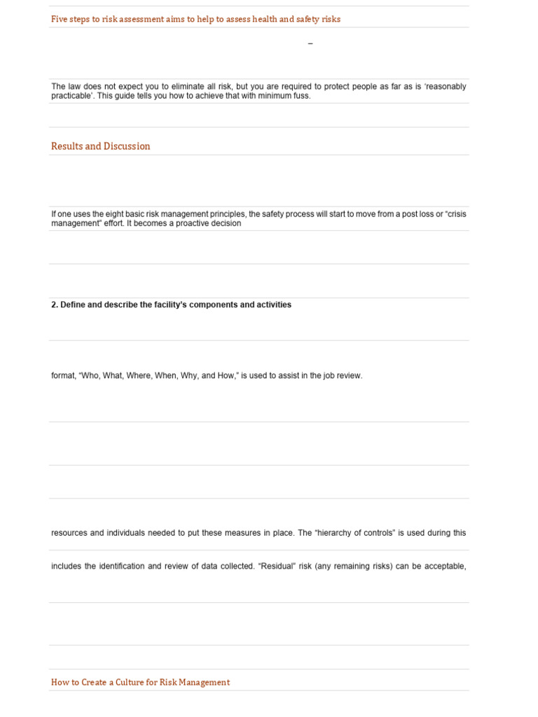 Five Steps To Risk Assessment Aims To Help To Assess Health and Safety ...