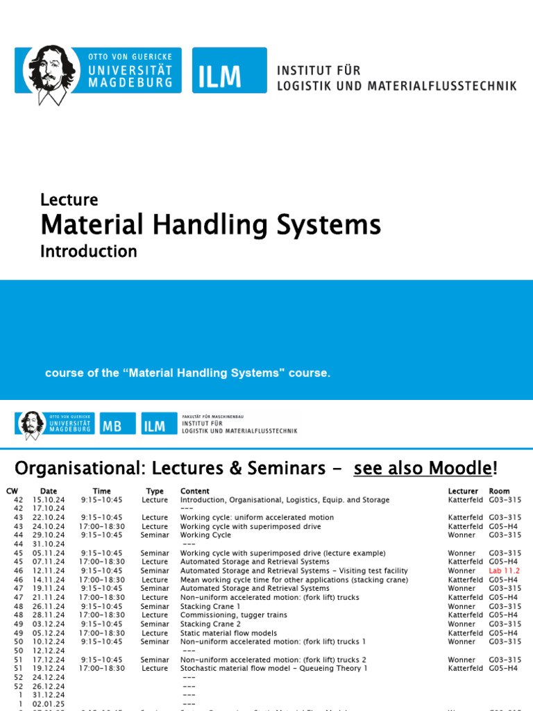 Material Handling Systems Course Overview | PDF | Logistics | Warehouse