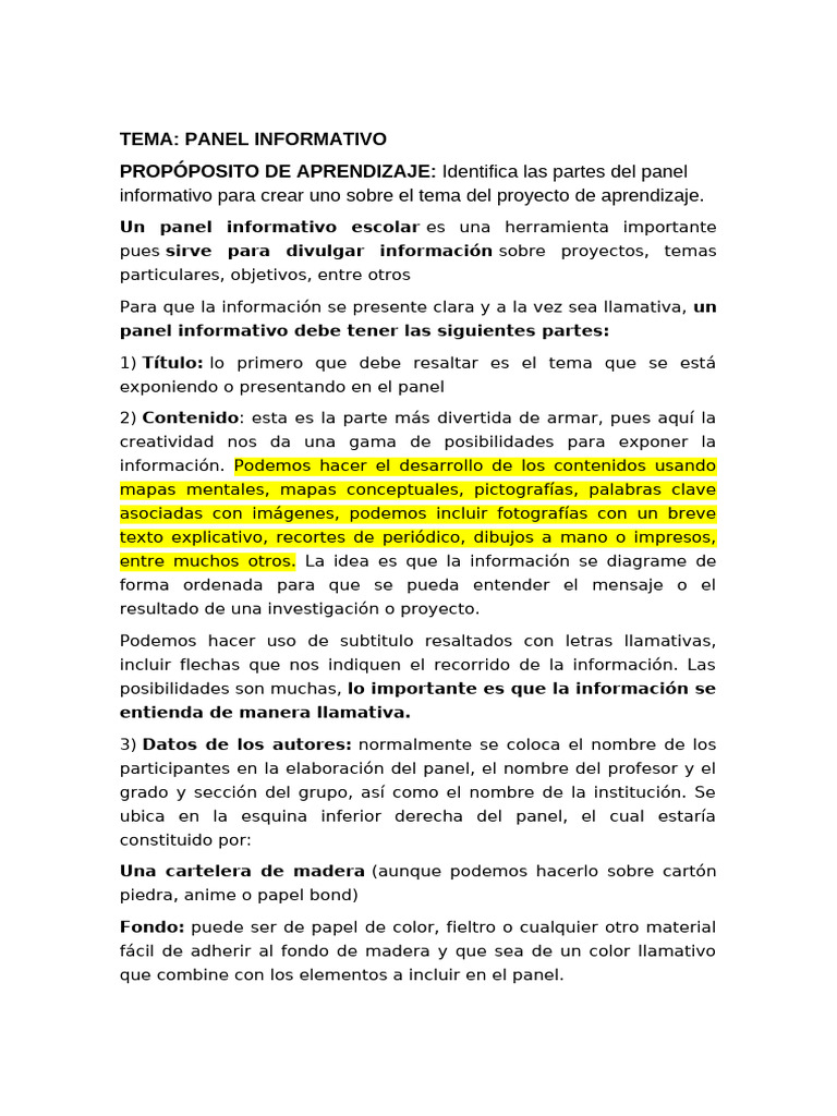 Panel Informativo 1 y 2 Sec | PDF