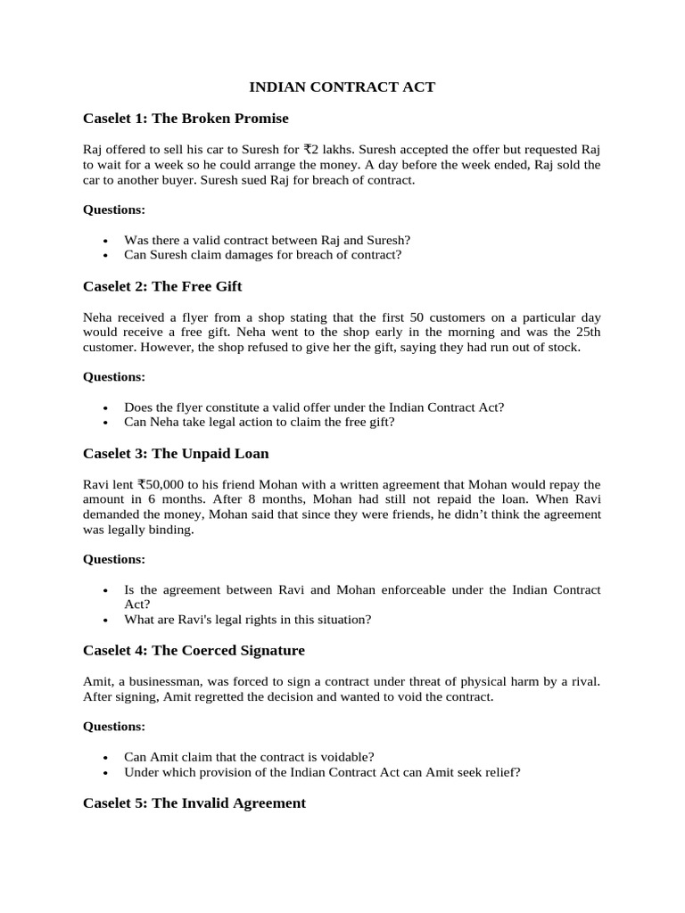 Cases Contract Act | PDF | Breach Of Contract | Business