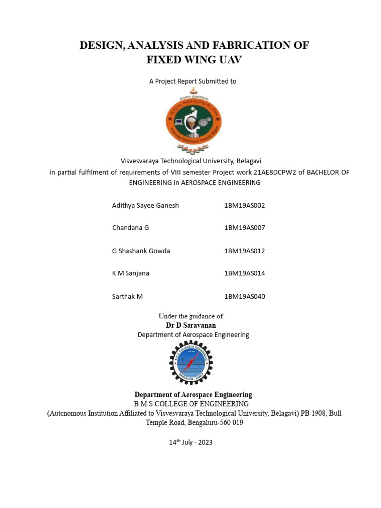 Fixed Wing UAV Design and Fabrication | PDF | Unmanned Aerial Vehicle ...