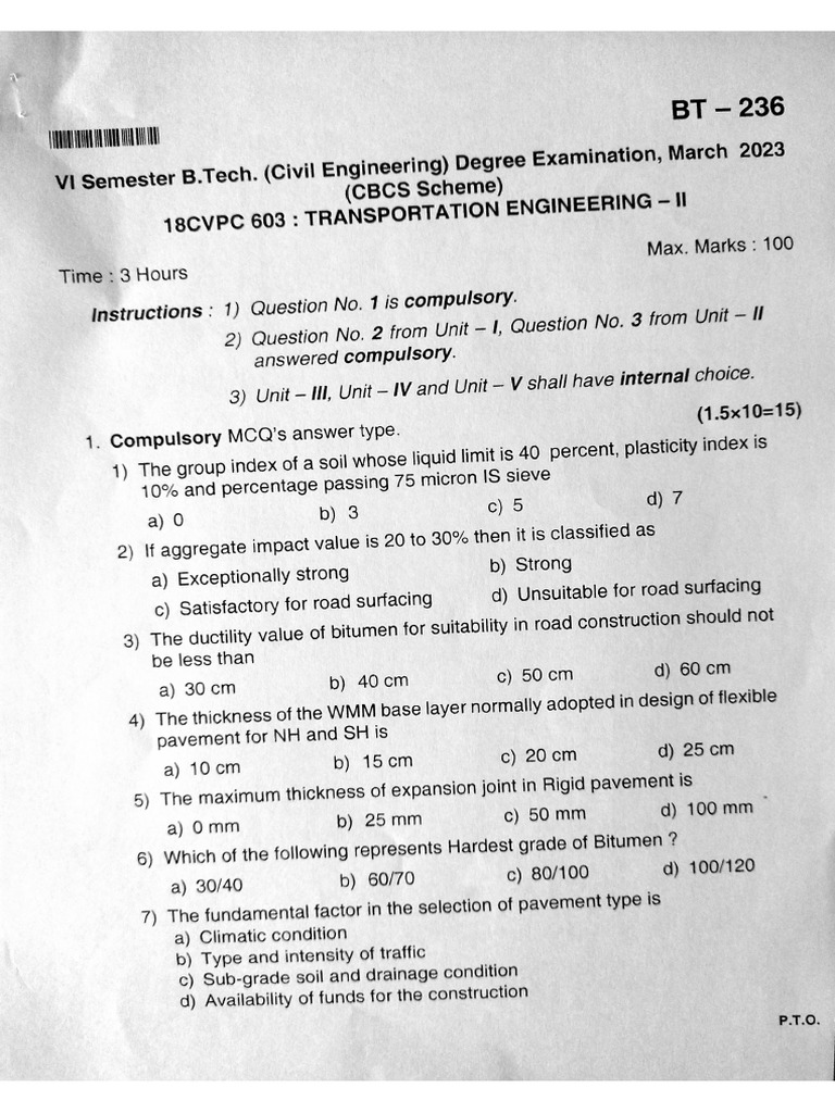 B Tech 6th Sem QP CBCS March 2023 | PDF