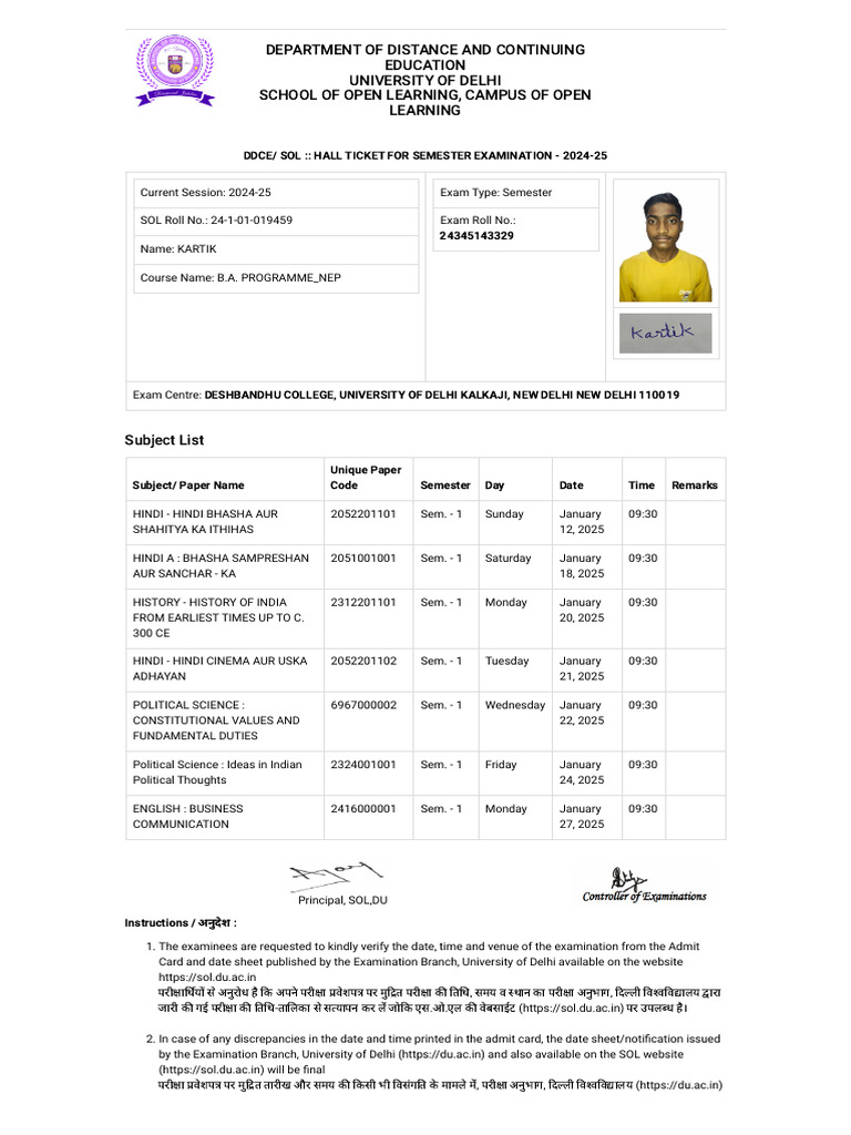 Department of Distance and Continuing Education University of Delhi ...