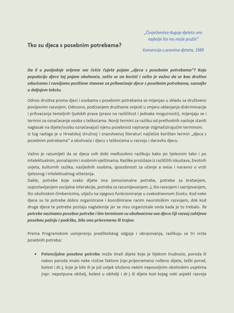 Tko Su Djeca S Posebnim Potrebama | PDF