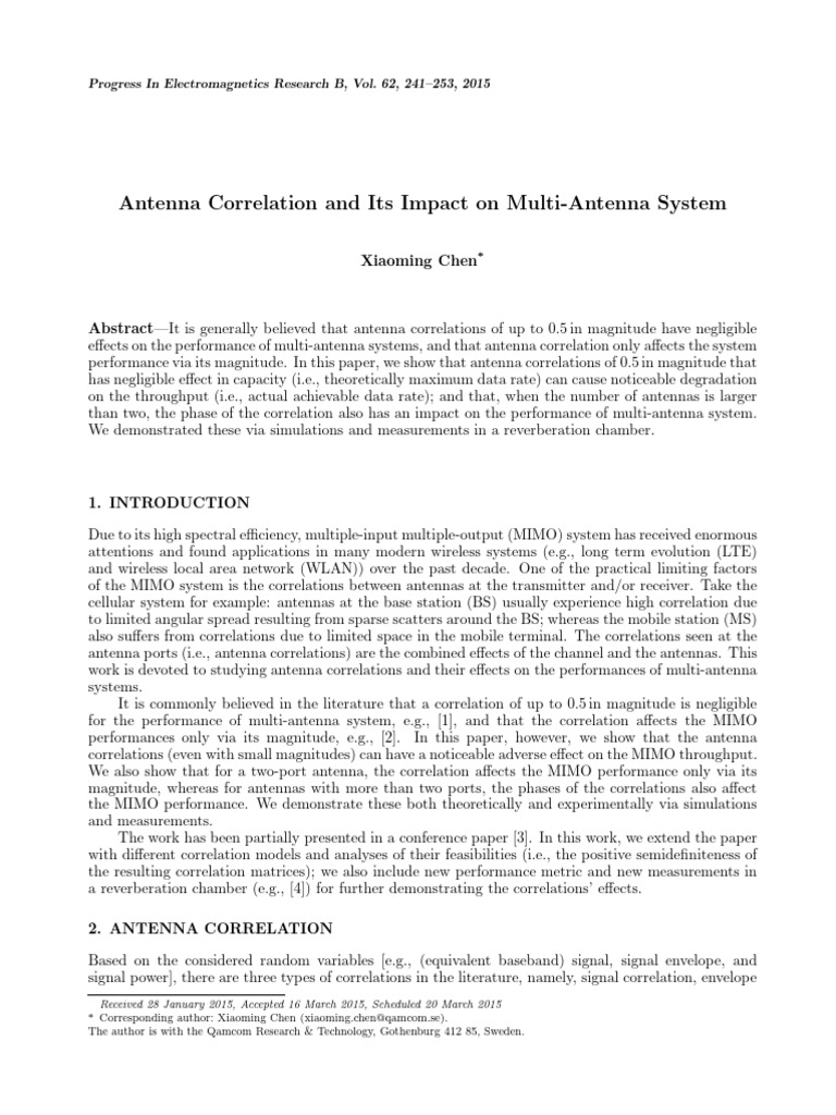 Impact of Antenna Correlation on MIMO | PDF | Mimo | Eigenvalues And ...