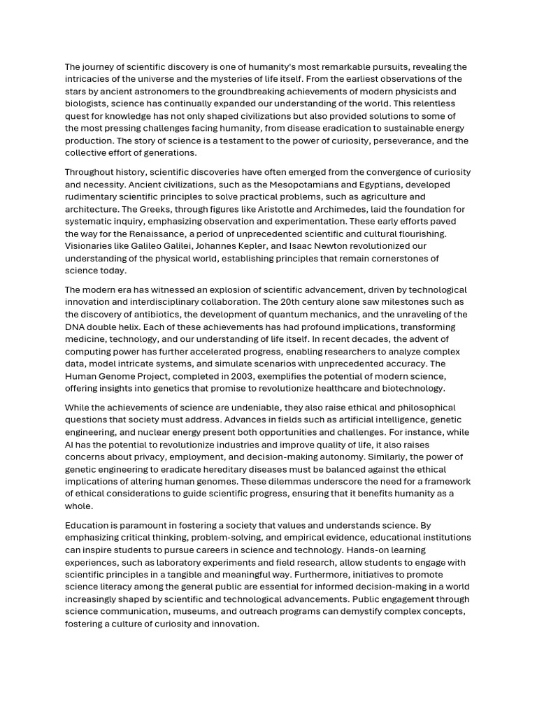 The Journey of Scientific Discovery Is One of Humanity | PDF | Science ...