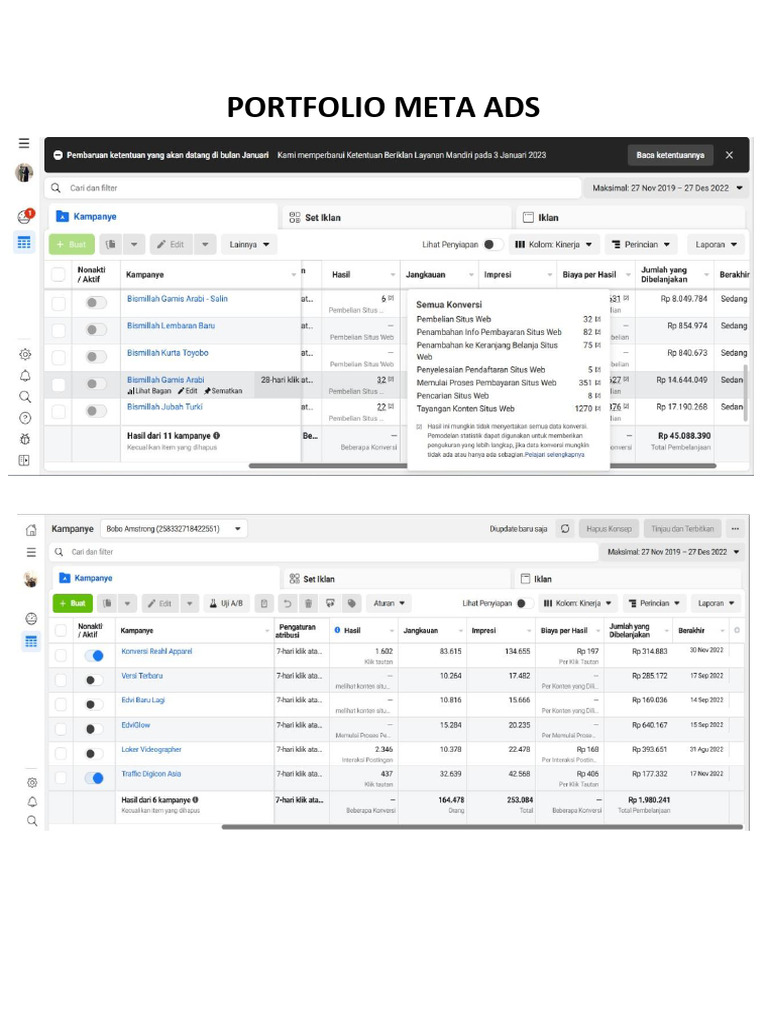 Portfolio Meta Ads & Sosmed Management | PDF