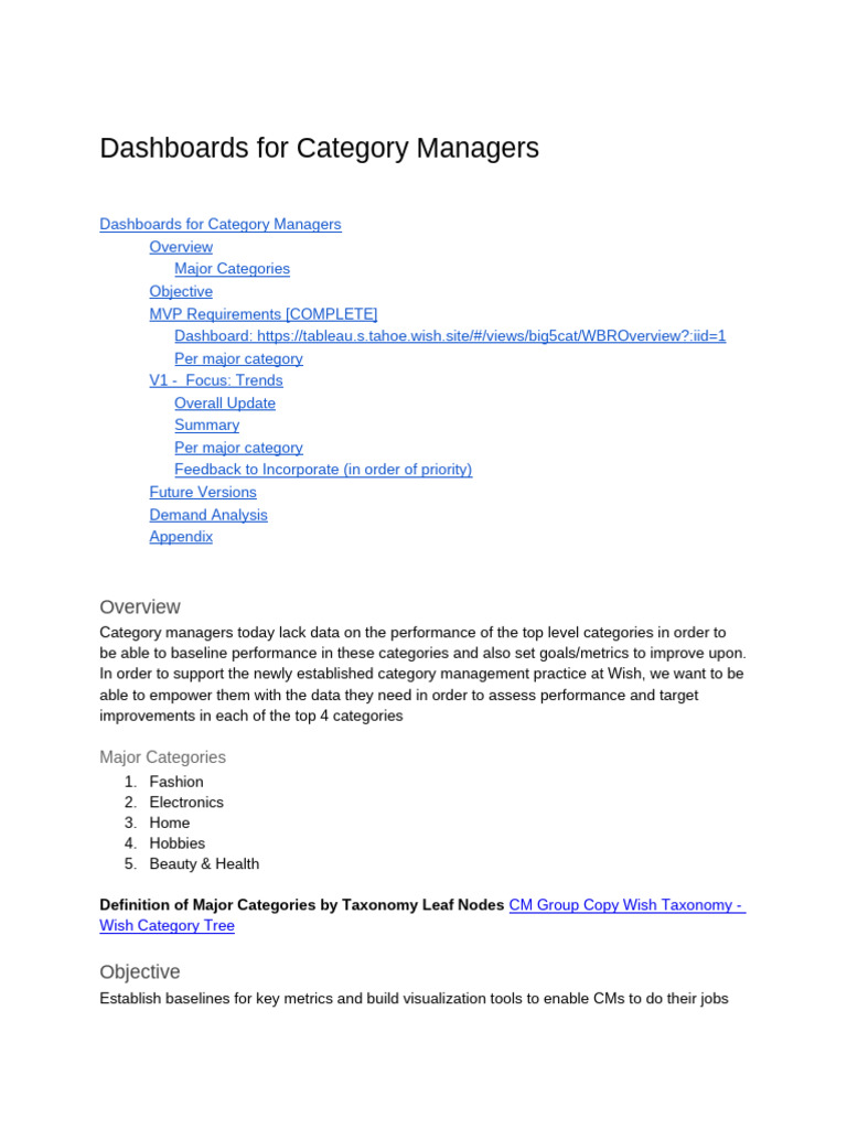 Supply - Dashboards by Category | PDF