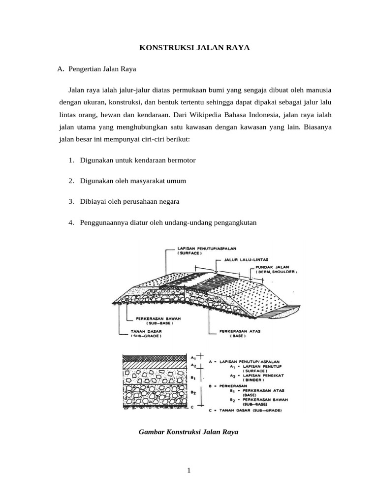 Ciri dan Konstruksi Jalan Raya | PDF