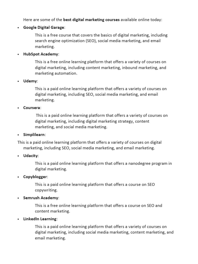 Free Digital Marketing Courses Online | PDF | Digital Marketing ...