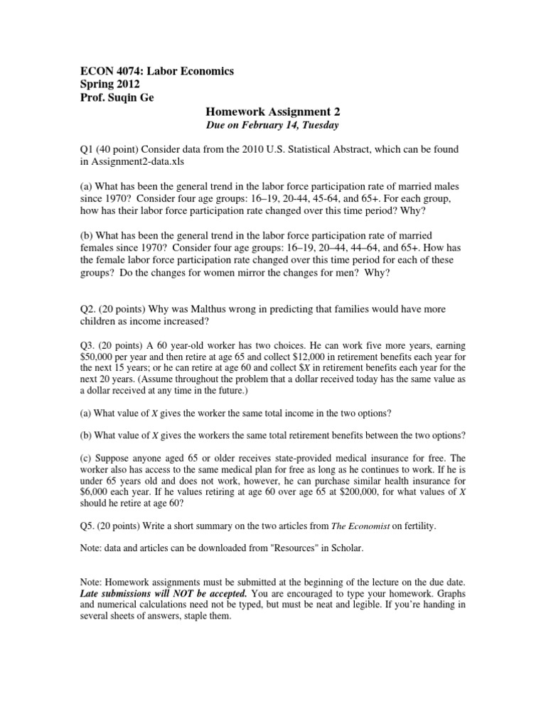 Labor Economics Homework by Suqin Ge | PDF | Career & Growth | Finance ...