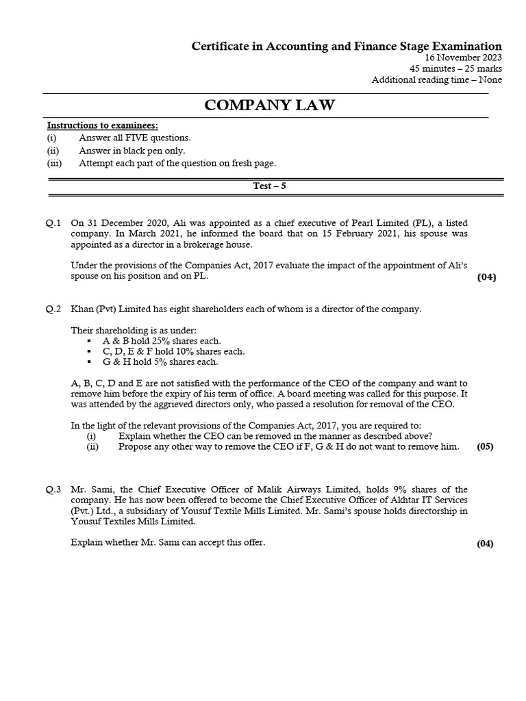 Caf 7 test 5 pdf corporations business