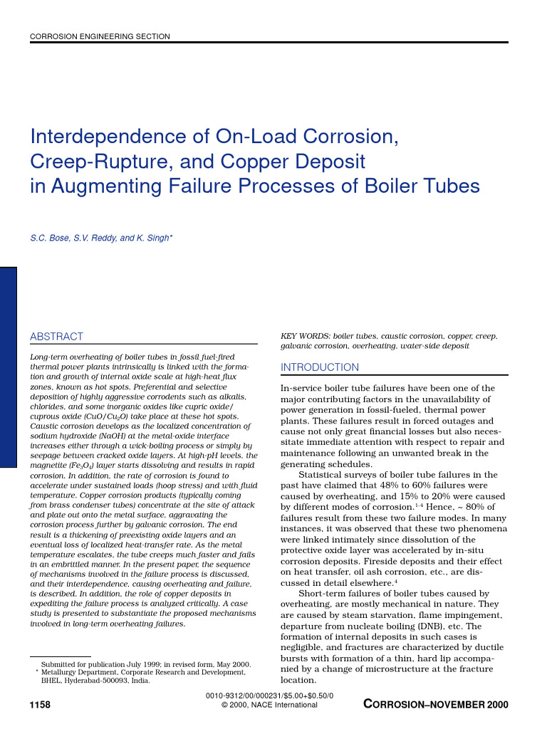 Boiler Tube Failure: Corrosion & Creep Analysis | PDF | Corrosion ...